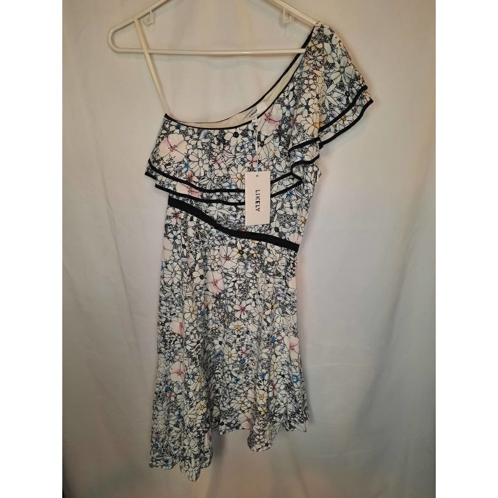 REVOLVE LIKELY ONE SHOULDER RUFFLED FLORAL ASSYMETRICAL DRESS SIZE 0